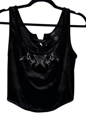 Hot Topic Cosmic Aura Velvet Butterfly Lace Up Corset Top Large